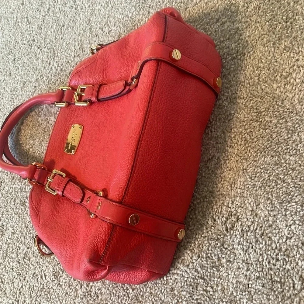 Michael Kors Bedford bowling satchel salmon pink purse - Picture 8 of 15